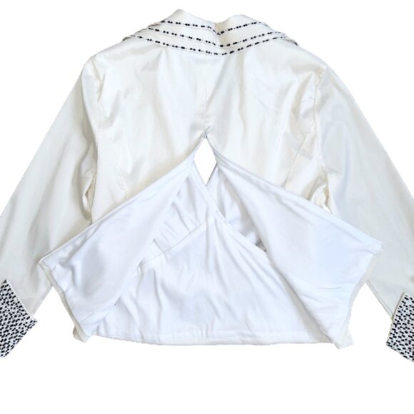 Cachet Designer Beaded Trim White Stretch Tailored Evening Blouse Top Size 8 - Picture 6 of 7